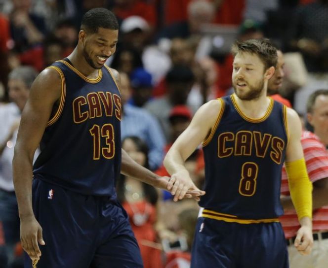 Tristan Thompson and Matthew Dellvedova represent part of the supporting cast LeBron James has long deserved in Cleveland. (AP Photo/David Goldman)
